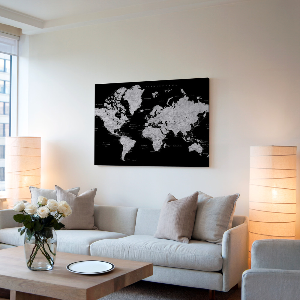 Stampe su tela - Eban world map in Spanish in soggiorno