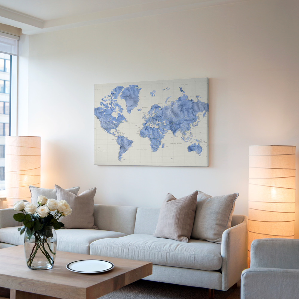 Canvas print - Parlan high detail world map in living room