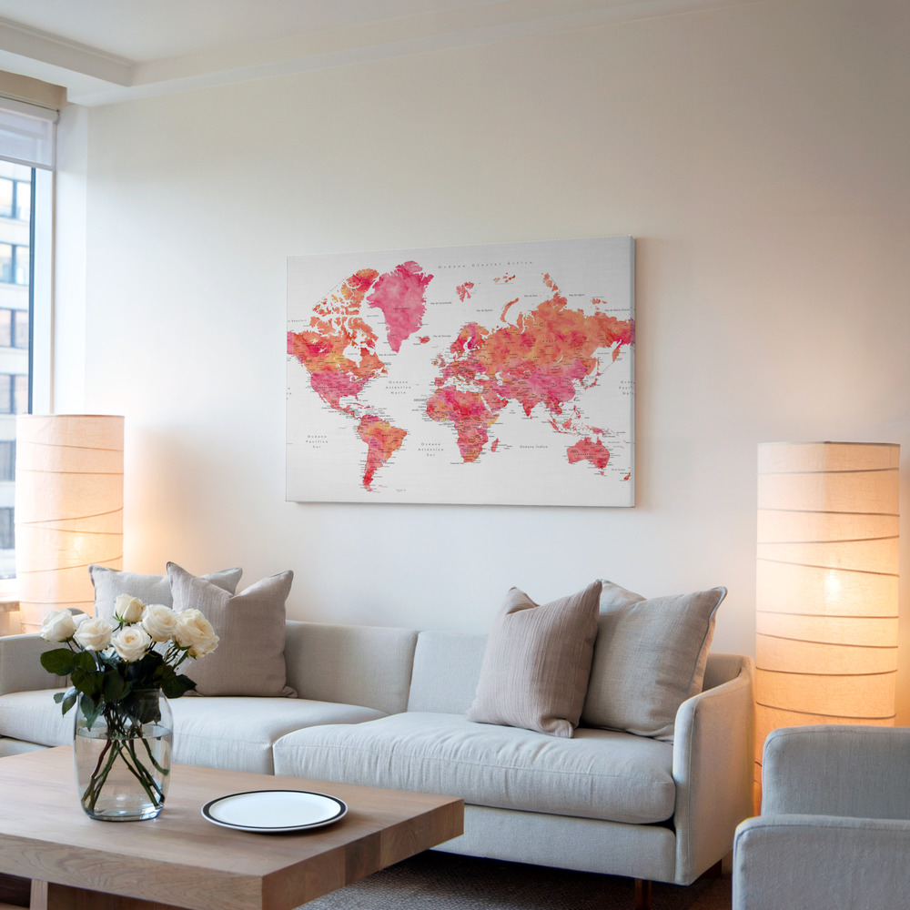 Canvas print - Tatiana world map in Spanish in living room