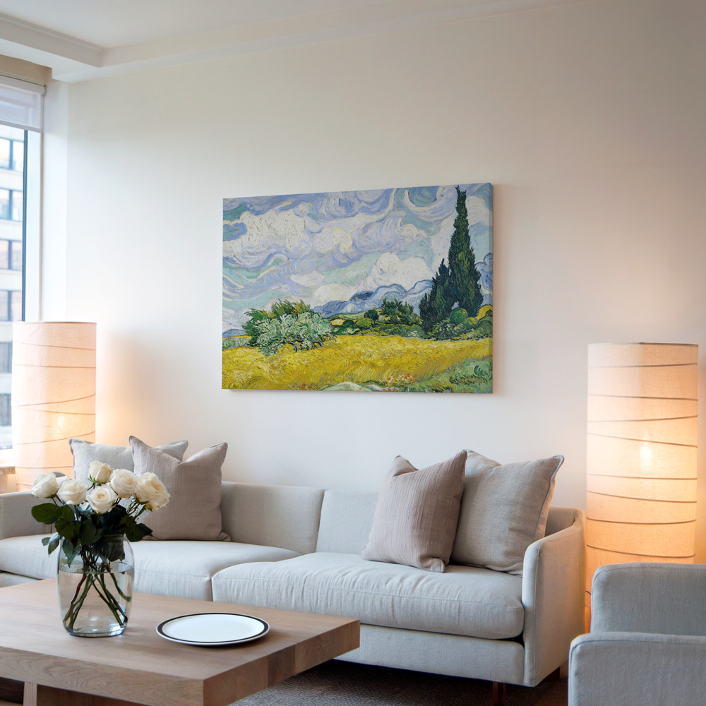 Toile - Wheat Field With Cypresses dans le salon