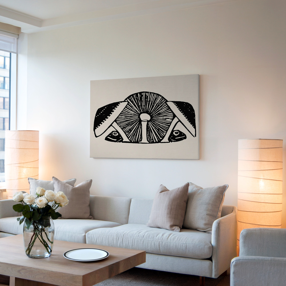 Canvas print - Three Mushrooms 1892 Beige in living room