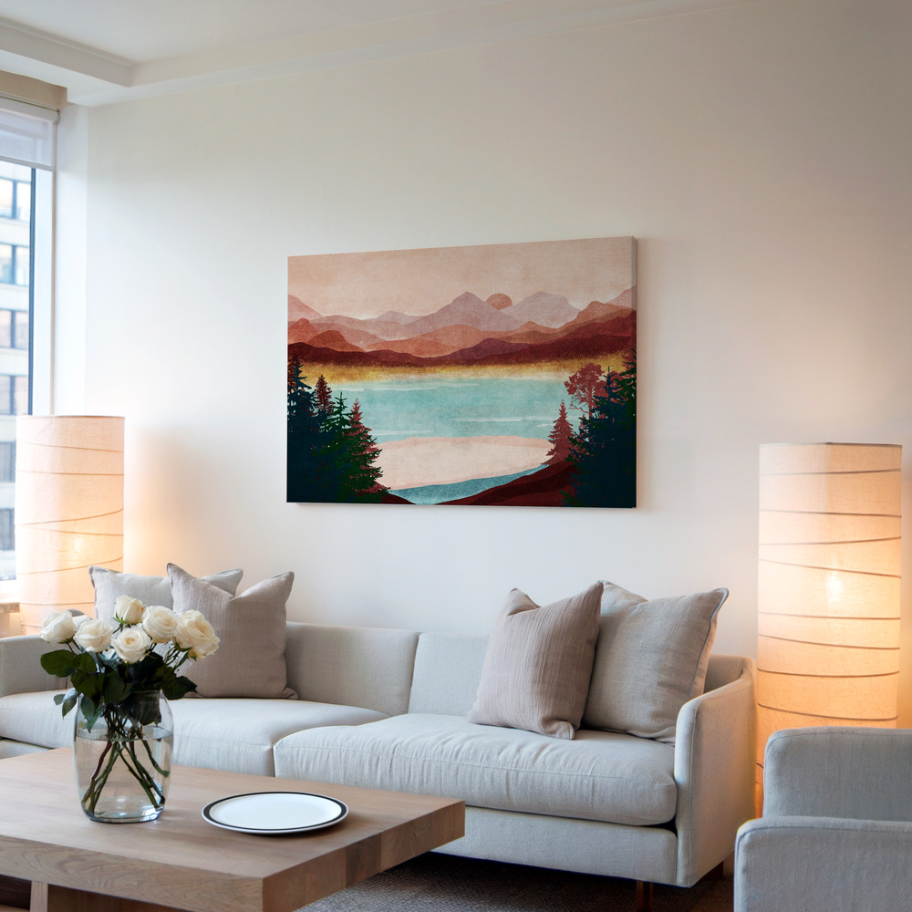 Canvas print - Mountain Dawn Serenity in living room