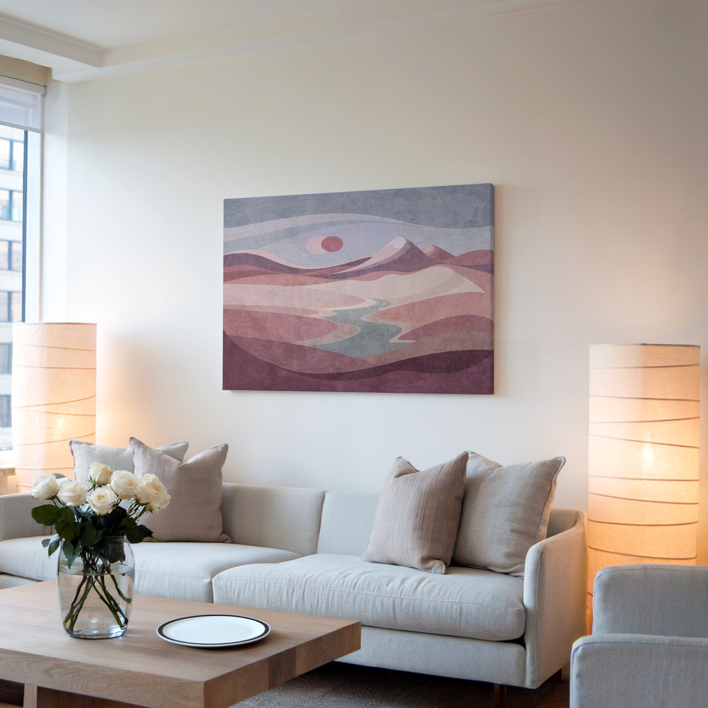 Stampe su tela - Blush Horizon Vista in soggiorno