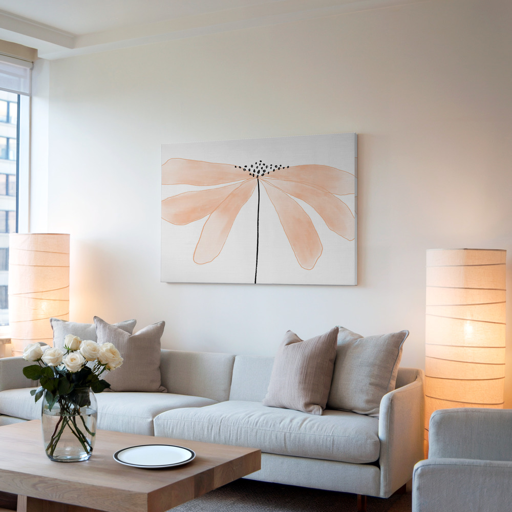 Canvas print - Peach Flower in living room