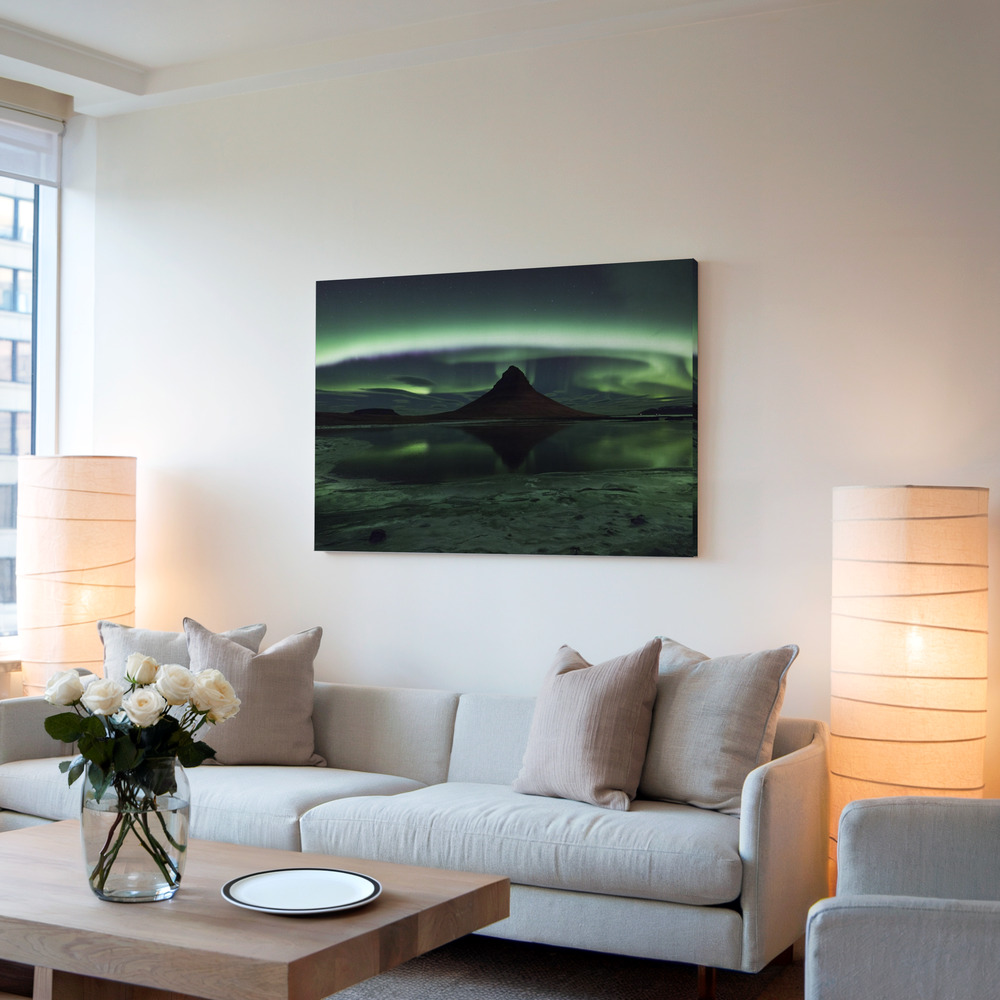 Obraz na płótnie - Kirkjufell Aurora w salonie