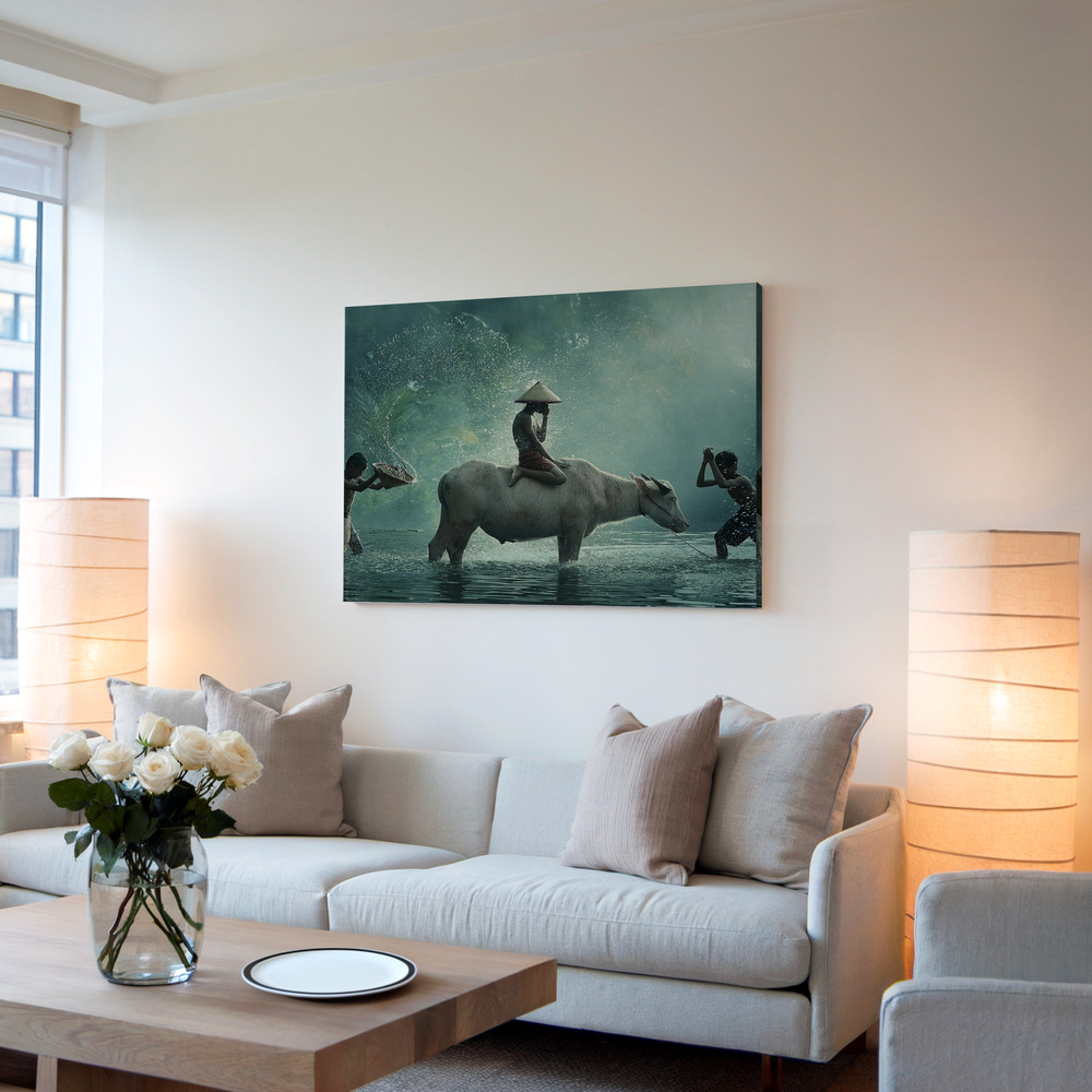Canvas schilderi - Vattenbuffel in de woonkamer