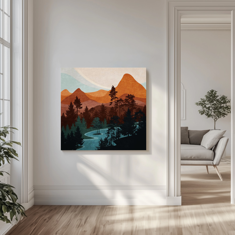 Canvas print - Serene Peaks in the livingroom