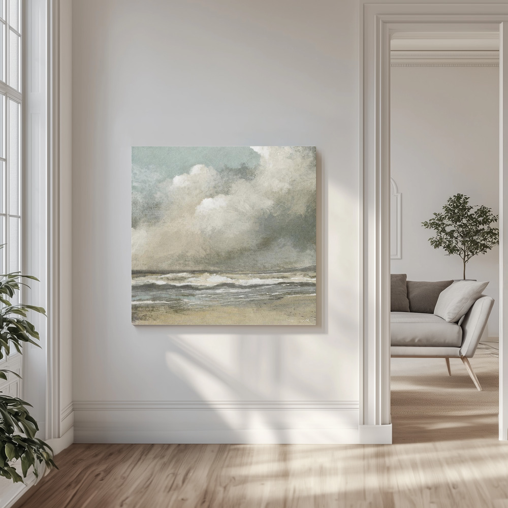 Canvas print - Misty Beach in the livingroom