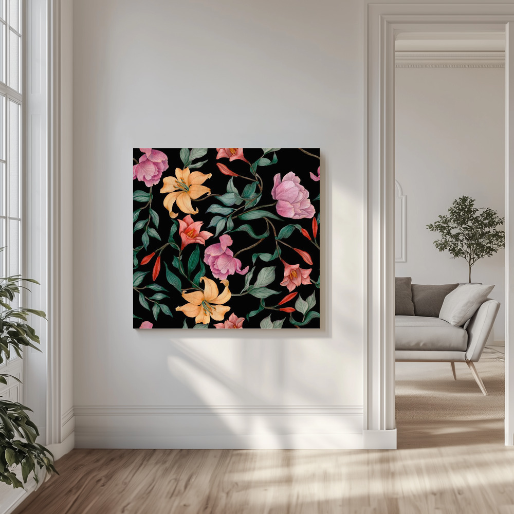 Canvas print - Lilies and Peonies Elegance in the livingroom