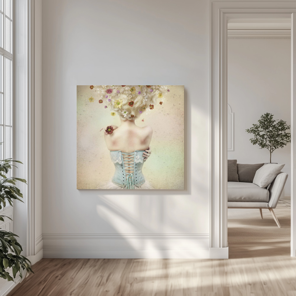 Canvas print - Girl of the flower garden in the livingroom