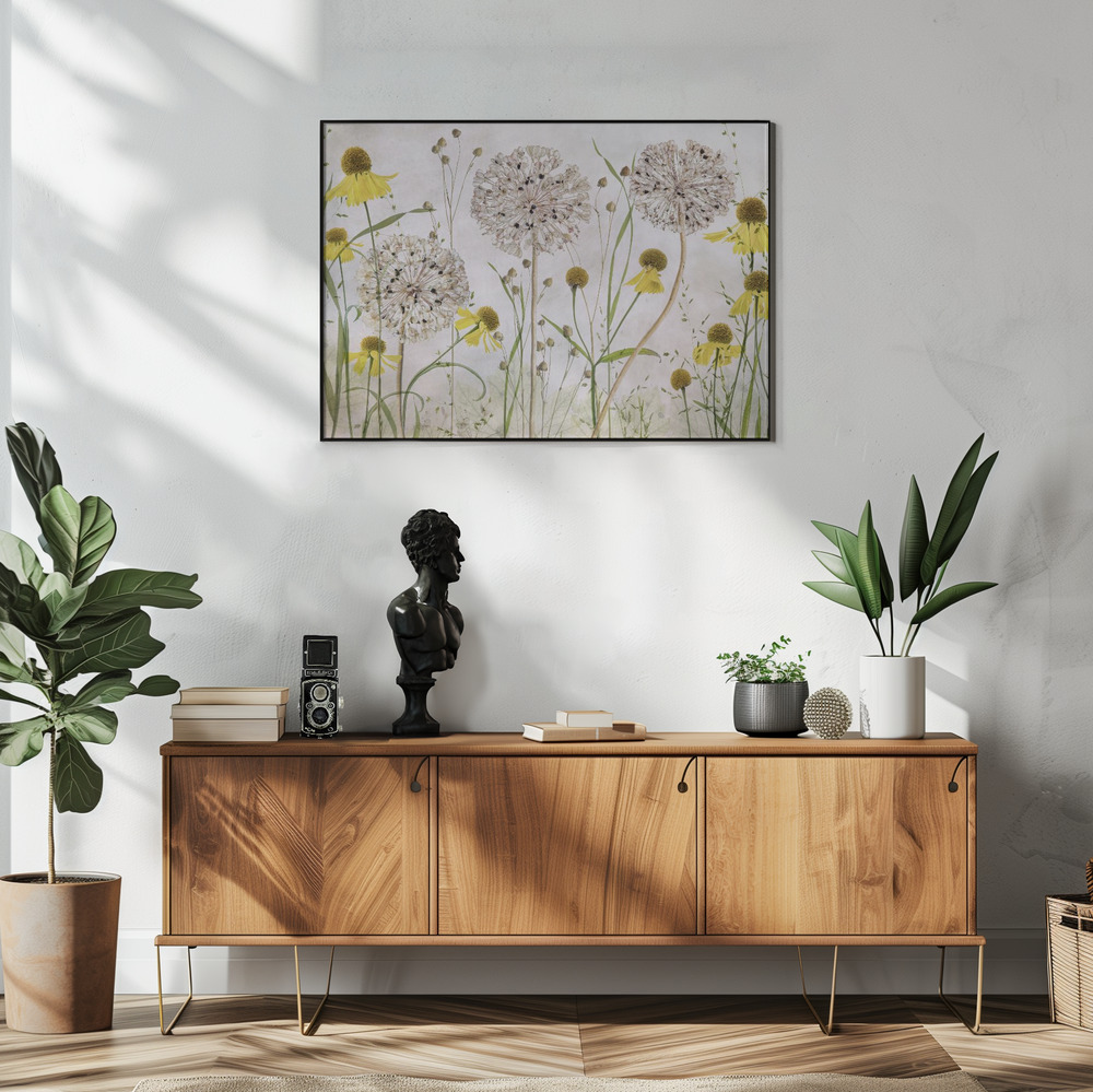 Poster - Alliums and heleniums im Wohnzimmer