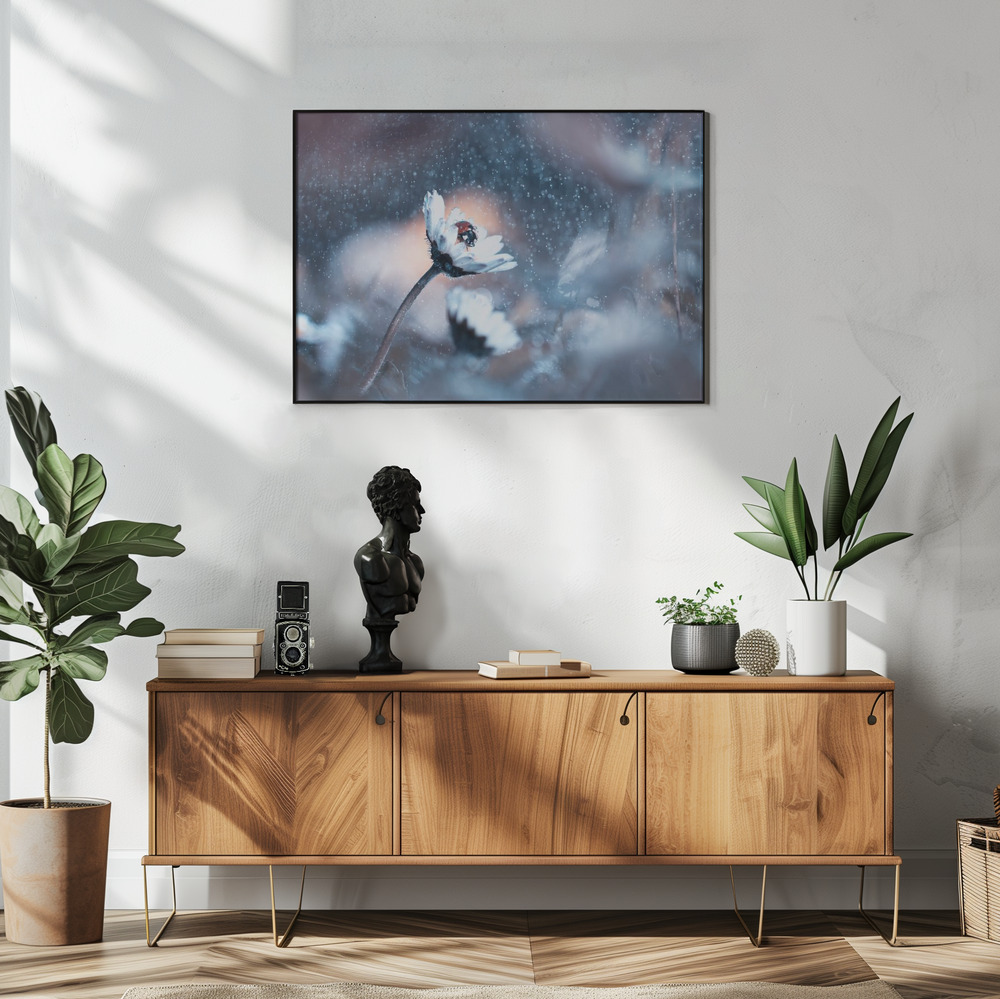 Poster Rainy Lady Daisy Day - Affisch i vardagsrummet