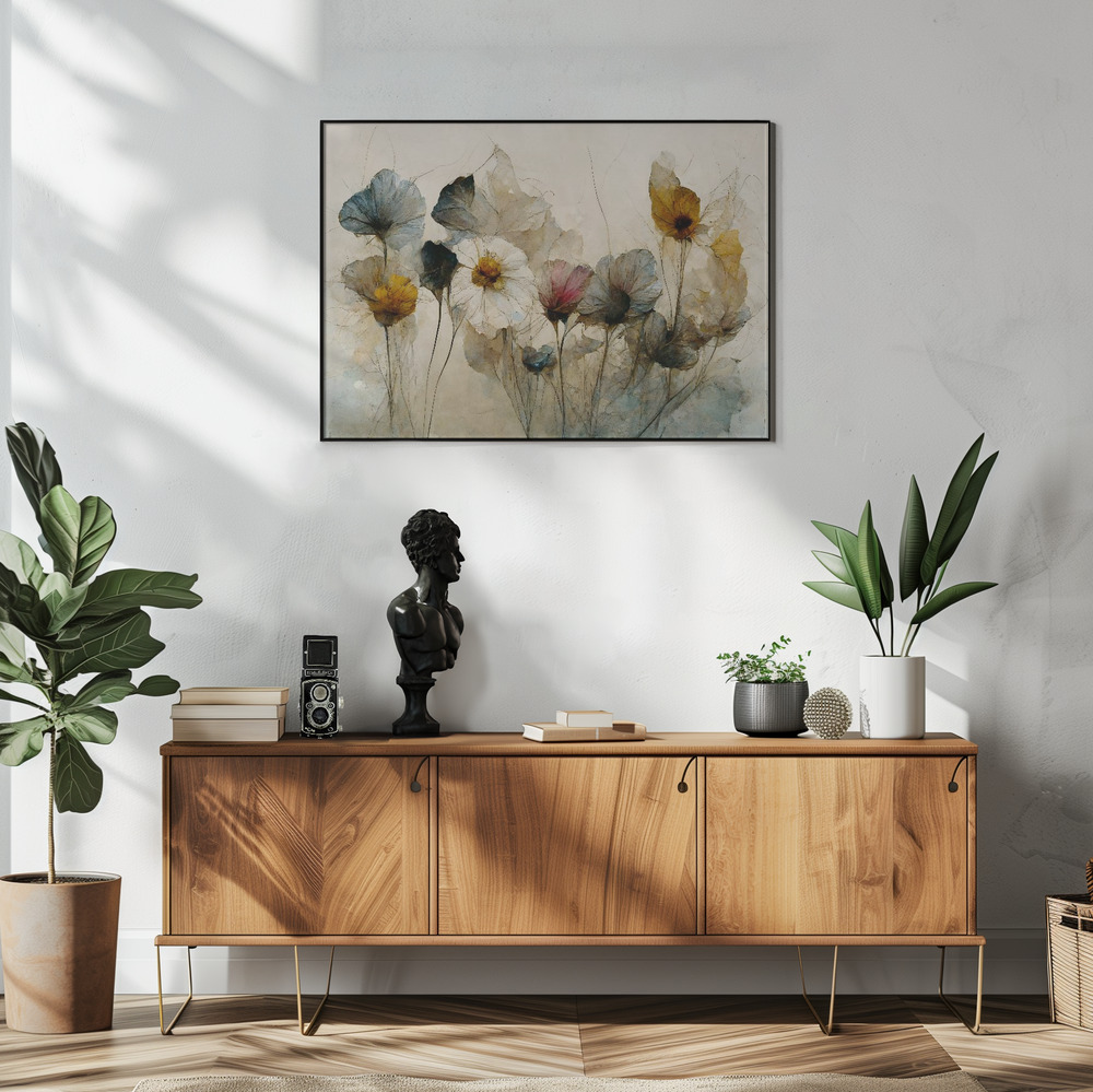 Juliste - Dry Flower Bouquet olohuoneessa