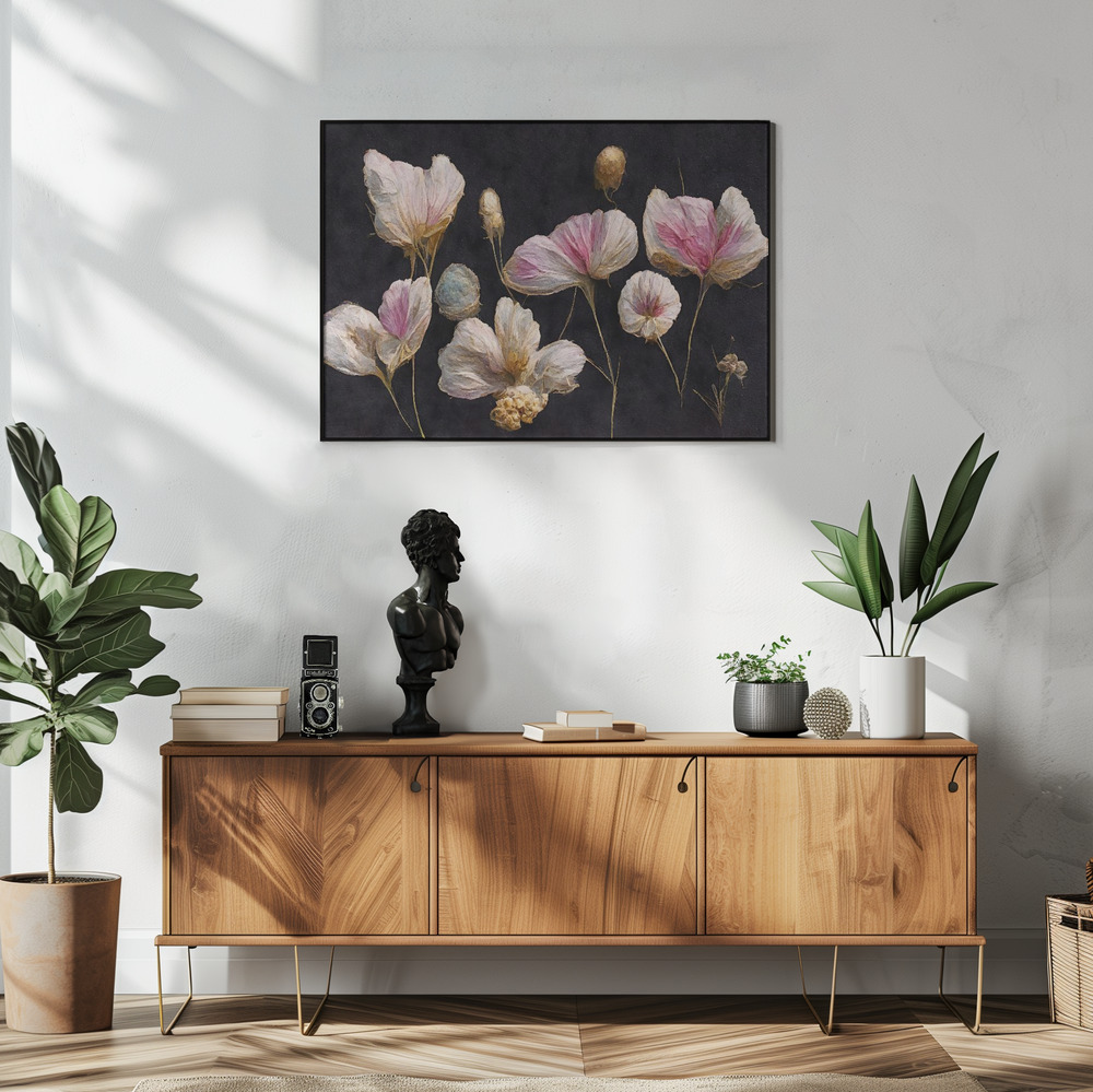Poster - Gentle Pink Dry flowers in living room