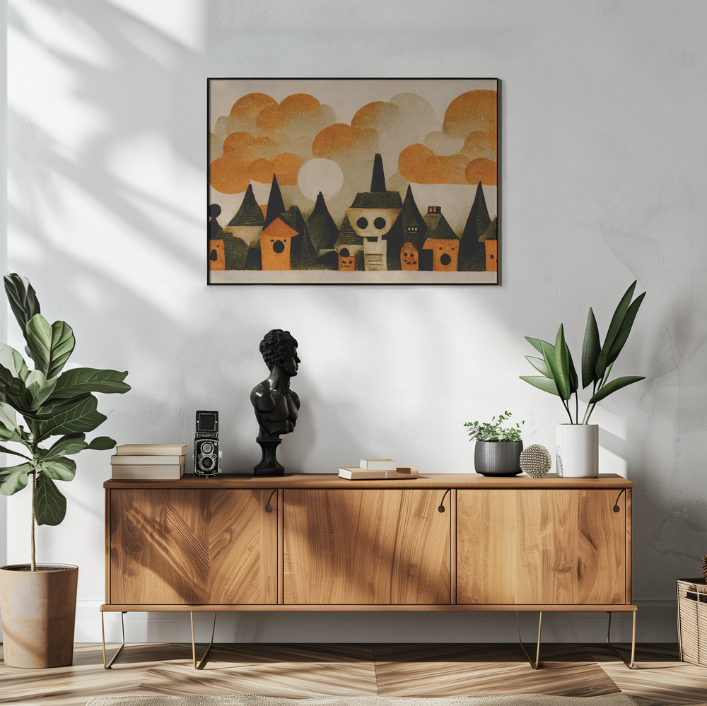 Poster - Spooky Wooky Village im Wohnzimmer
