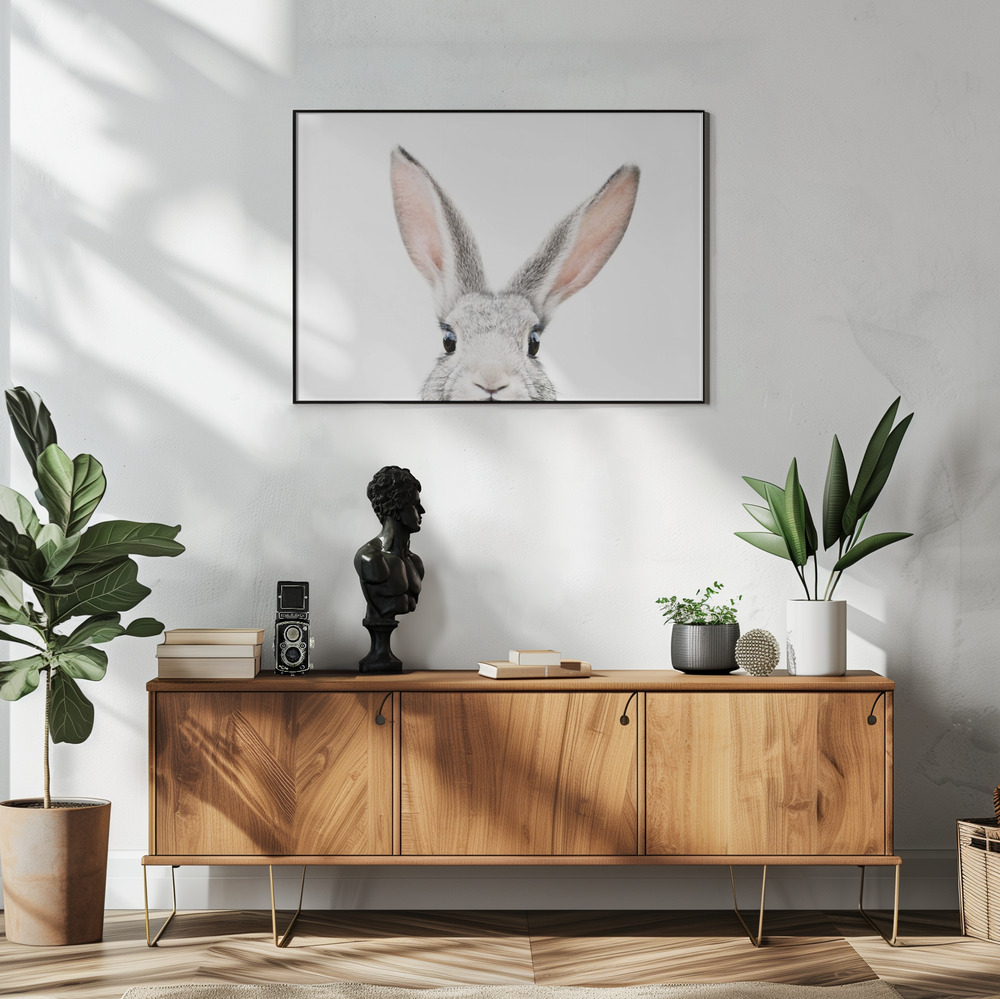 Poster - Peeking Bunny in living room