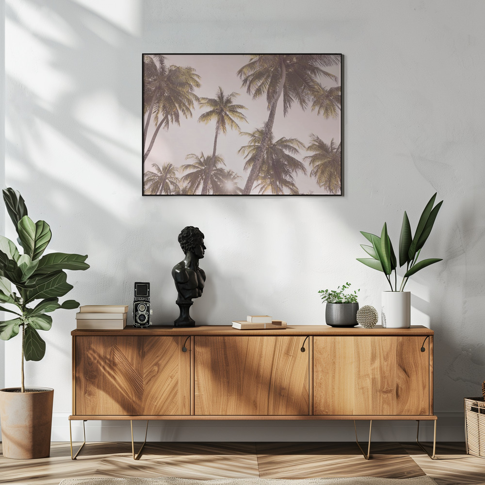 Poster - Blush Palm Trees im Wohnzimmer