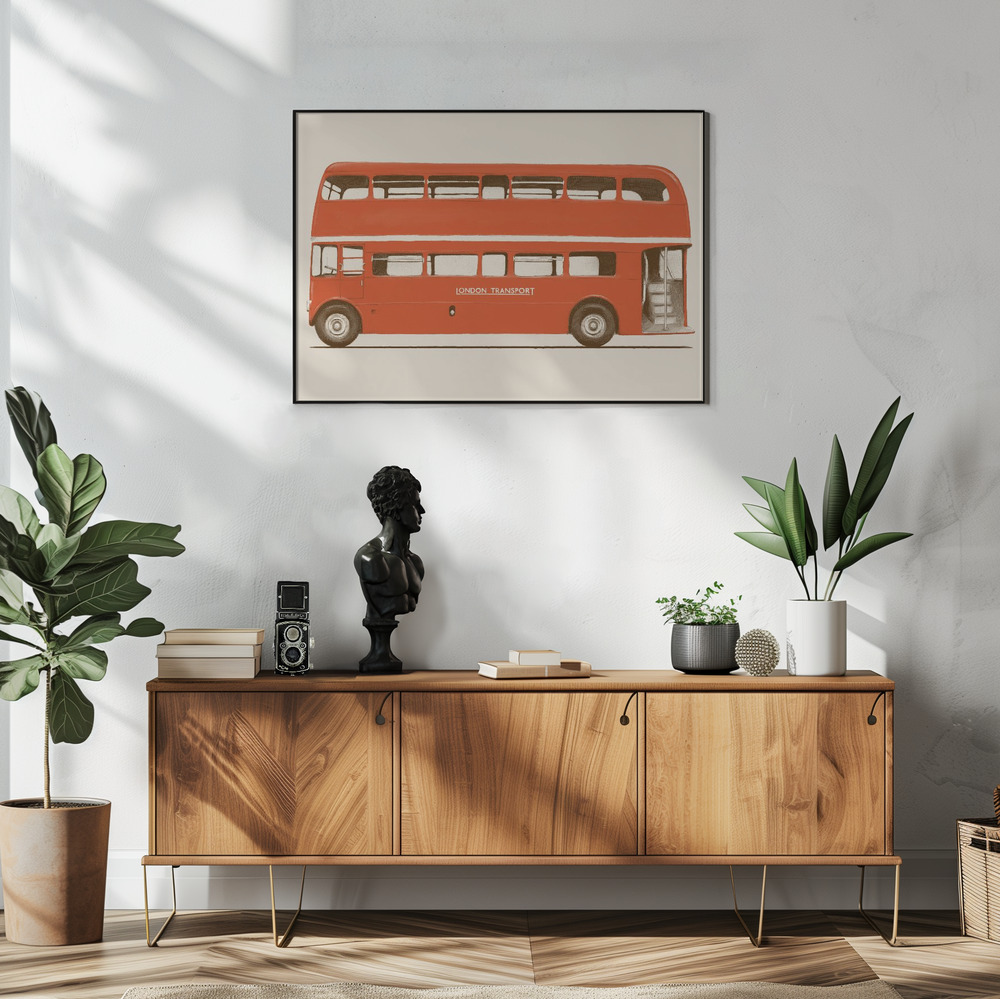 Poster - Red English Bus in living room
