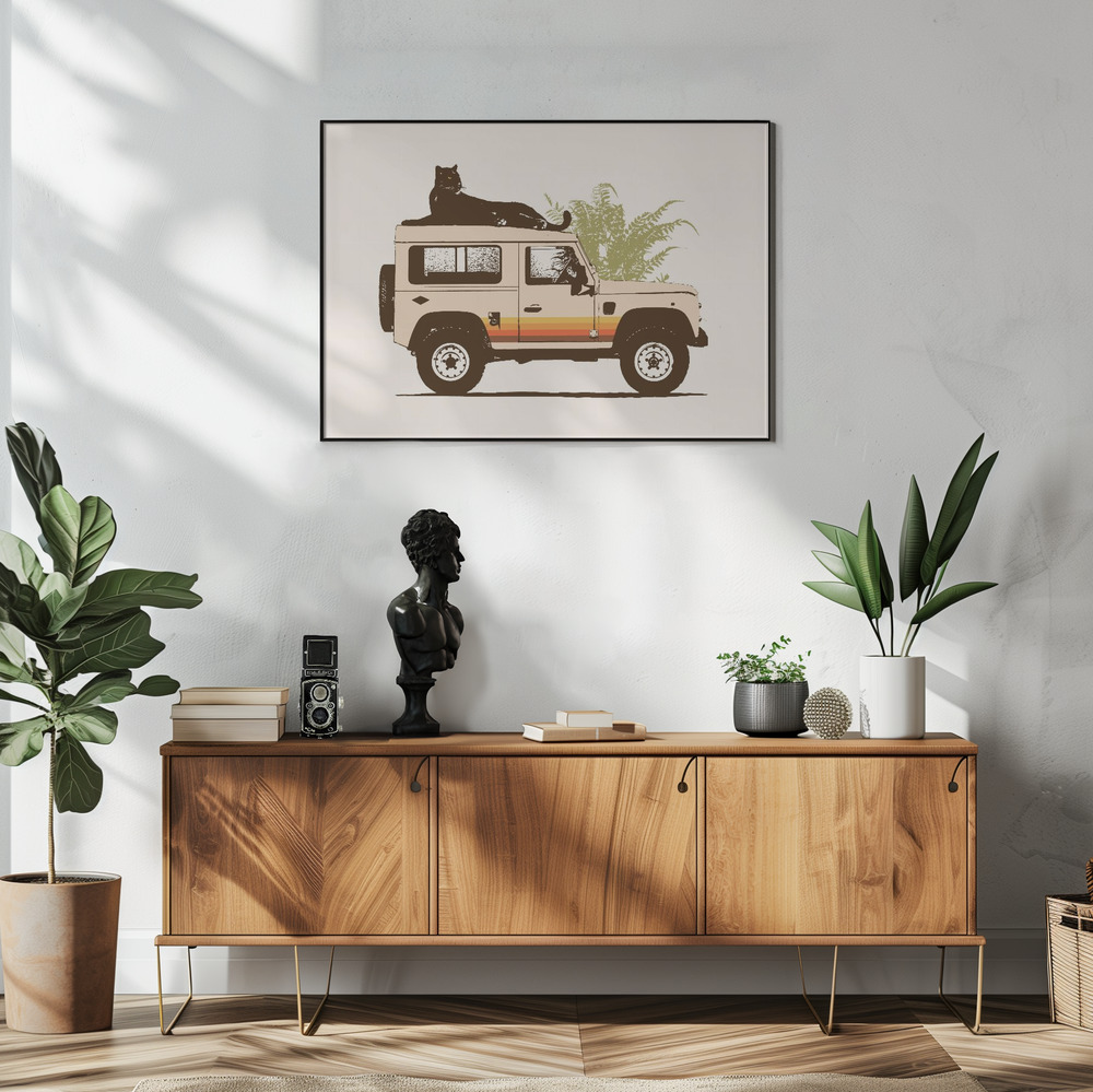 Poster - Black Panther On Car in living room
