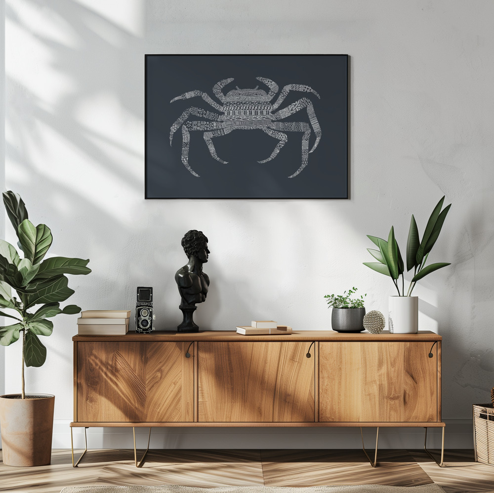Poster - Crab Blue Poster - Blue in living room