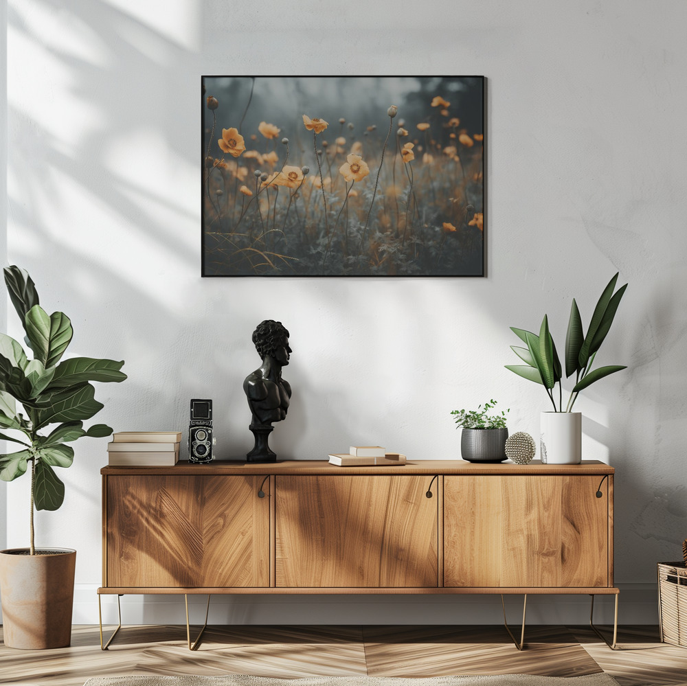 Poster - Orange Poppy im Wohnzimmer