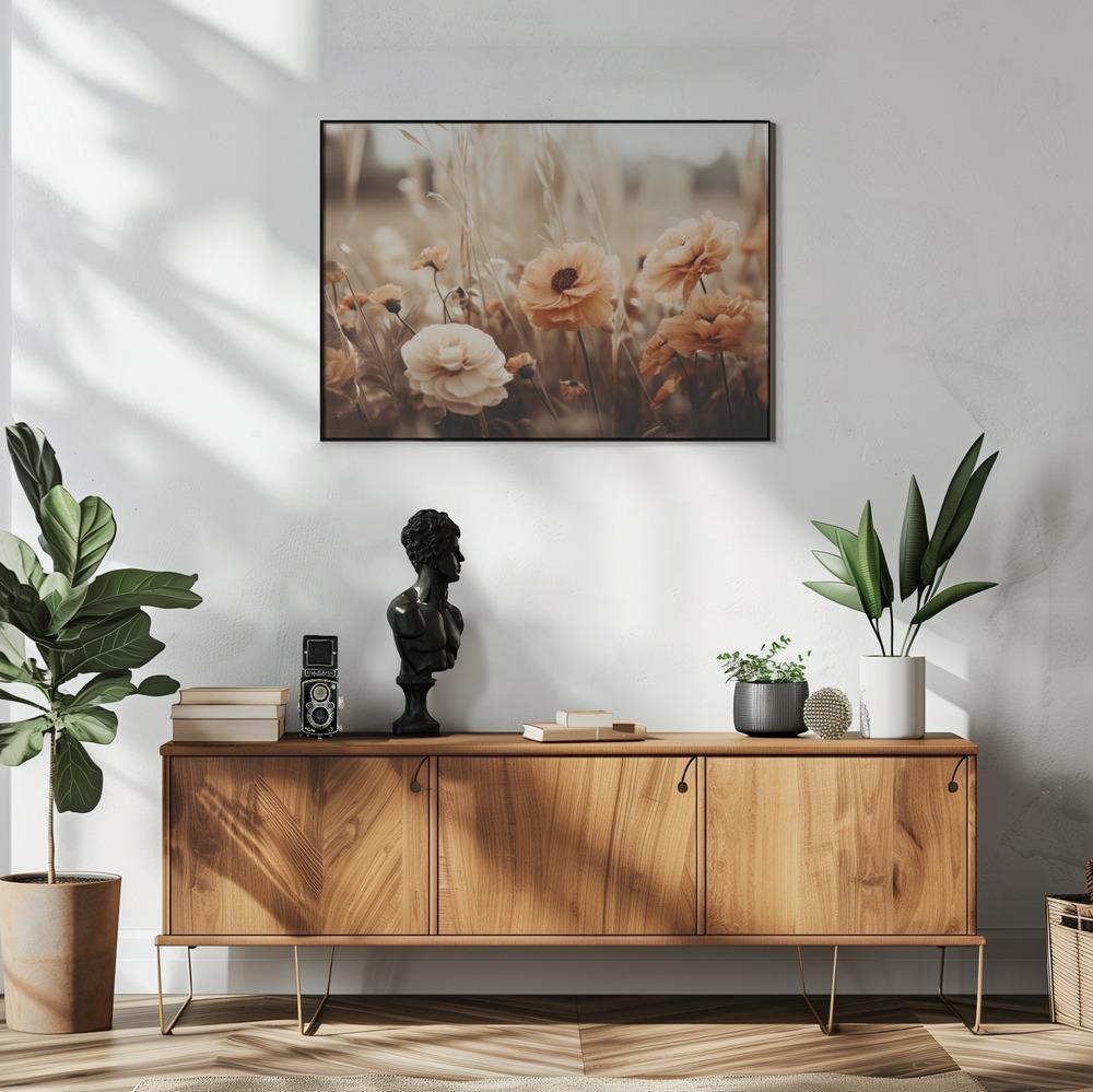 Plakat - Orange Flowers No 3 i stuen
