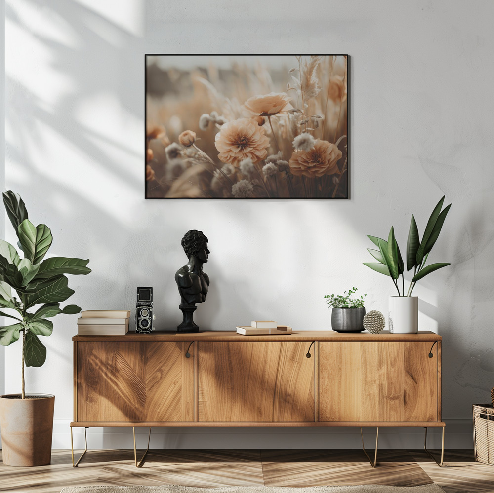 Poster - Orange Flowers No 2 in living room